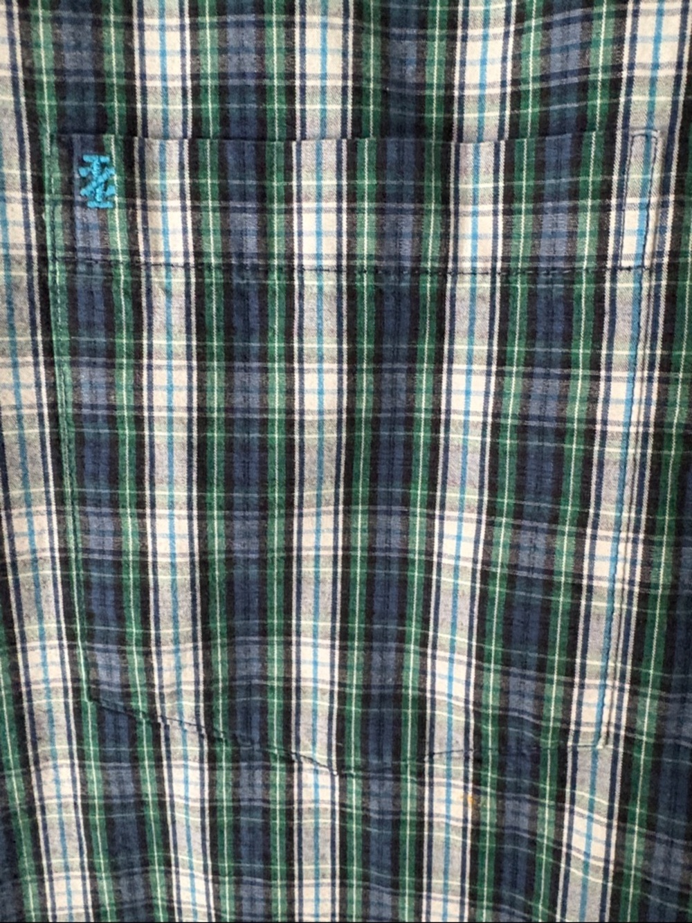 Izod Green and Blue Plaid Ruffle-Hem Button Shirt - Picture 4 of 8